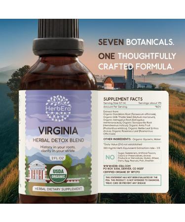 HerbEra Virginia Herbal Detox Blend - USDA Organic Extract Made in USA | Immune & Liver Support Liquid Drops | Amla Astragalus Dandelion Root Milk Thistle Sarsaparilla | 2 fl oz - Buy Online on GoSupps.com
