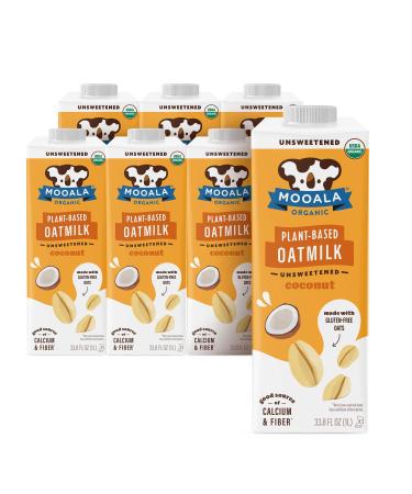 Mooala - Organic Coconut Oatmilk, Unsweetened 1L (Pack of 6) - Shelf-Stable, Non-Dairy, Gluten-Free, Vegan & Plant-Based Beverage with No Added Sugar