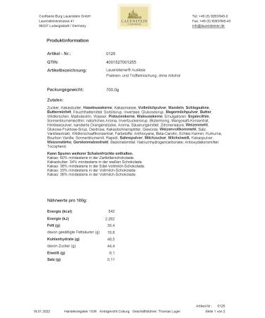 Lauensteiner Alcohol-Free Praline Selection | 700g Gourmet Truffles & Chocolates | Perfect Gift for Men Family & Loved Ones | 58 Assorted Chocolates - Buy Online on GoSupps.com