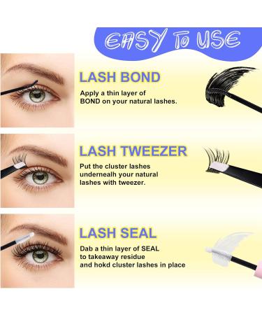 ALICE A19 Lash Clusters Kit for DIY Eyelash Extensions - Natural Look, Strong Hold Individual Lashes with Tweezers and Bond Seal - Buy Online on GoSupps.com