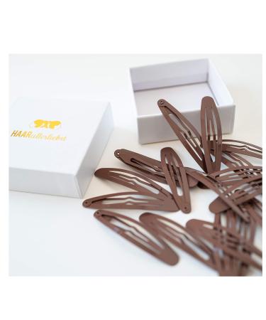 HAARallerliebst Oval Hair Clips - 20 Brown Clips (6 cm) with White Storage Box | Perfect for International Shipping - Buy Online on GoSupps.com