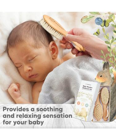 Baby Hair Brush and Comb Set - Soft Goat Bristles - Newborn Infant Toddler - Walnut Oval Design - Buy Online on GoSupps.com