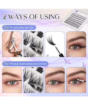 LZM C Curl Individual Eyelashes | 8-14mm Natural Look Fake Lashes | Reusable DIY Cluster Eyelashes | Viola Mix - Buy Online on GoSupps.com