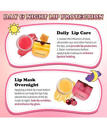 UAOE 4PCS Lip Scrub and Mask Set,Cherry and Honey Pot Lip Balm,Strawberry and Watermelon Lip Exfoliator Scrub and Moisturizer,Repair Lips Sleeping Mask,Reduce Fine Lines Lips Care Set - Buy Online on GoSupps.com