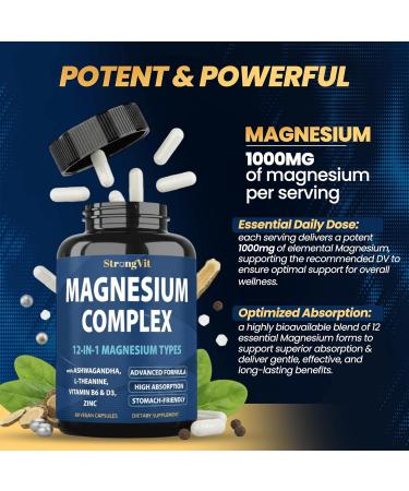 Magnesium Complex for Women and Men 12 in 1 Magnesium Supplement 1000mg of Glycinate Citrate Malate Oxide & More. High Absorption Sleep Support & Stress Relief USA 60 Count (Pack of 1) - Buy Online on GoSupps.com
