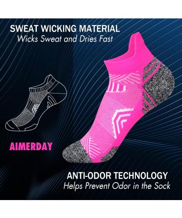 Aimerday Athletic Ankle Women's Compression Socks 5-Pack - Low Cut Performance Soft Tab Socks for Running and Sports - Cushioned and Cozy Garden Socks - Buy Online on GoSupps.com