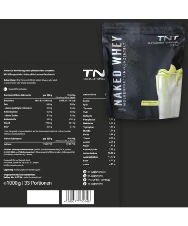  True Nutrition Technology TNT Whey Naked Whey + lactase 1 kg of whey protein concentrate Protein powder with excellent solubility and taste Protein powder (buttermilk lime) - Buy Online on GoSupps.com