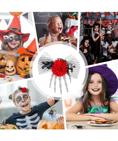 Halloween Hair Clips Skeleton Hand Halloween Barrettes Festival Hair Accessories Horror Headwear for Masquerade Parties Role Red - Buy Online on GoSupps.com