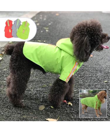 Lovelonglong Fashion Hooded Pet Dog Raincoat - Lightweight Zipper Closure Rain Poncho with Reflective Strip - Green XXXXL (100lbs) - Buy Online on GoSupps.com