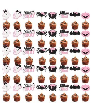 Halloween Cupcake Topper Picks Halloween Pumpkin Bat Spider Web Skull White Ghost Cupcake Decorations for Halloween Birthday Party favor Supplies