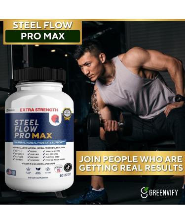 Steel Flow Pro Max Natural Prostate Support Supplement 60 Capsules Extra Strength with Saw Palmetto Vitamins and Herbal Blend (5) - Buy Online on GoSupps.com
