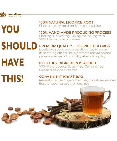 Lavendium Premium 135 Licorice Tea Bags 100% Natural & Pure from Licorice Root Warming and Natural Sweet Licorice Herbal Tea Eco-Conscious Tea Bags No Additives No Caffeine Vegan Licorice 135 Bags - Buy Online on GoSupps.com