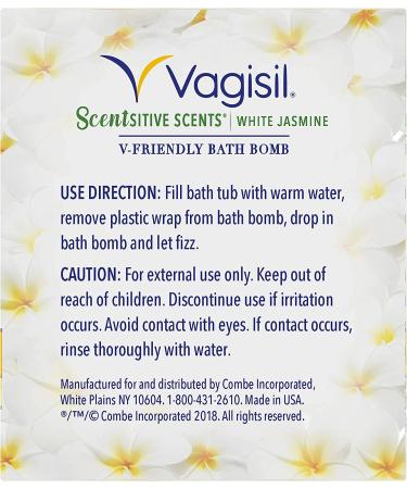 Vagisil Scentsitive Scents V-Friendly Bath Bomb - White Jasmine | pH-Balanced for Sensitive Vaginal Skin - Buy Online on GoSupps.com