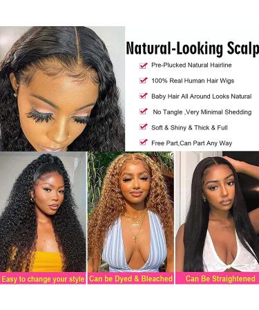 26 Deep Wave Lace Front Wig | 13x4 Brazilian Curly Human Hair | Pre Plucked with Baby Hair | 150% Density | HD Transparent Lace | Glueless | Black Women - Buy Online on GoSupps.com