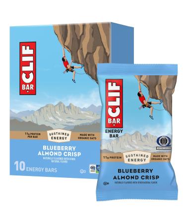 CLIF BAR - Energy Protein Bars - Blueberry Almond Crisp - Made with Organic Oats - Energy Bars - Non-GMO - (10 Pack)