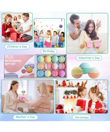 Dr. LU Bath Bombs Gift Set - 12 PCS Handmade Organic Bubble Bath Bombs with Essential Oils for Valentine's, Mother's Day, Anniversary - Natural & Organic Shower Bombs - Buy Online on GoSupps.com
