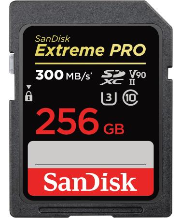 SanDisk 256GB Extreme PRO SDXC UHS-II Memory Card - C10, U3, V90, 8K, 4K, Full HD Video, SD Card - SDSDXDK-256G-GN4IN Card Only 256GB