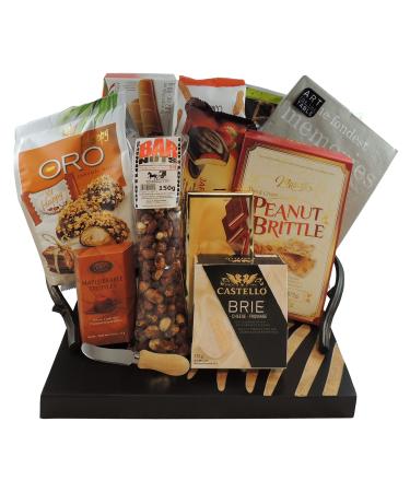 Fondest Memories Gift Basket Wood Serving Tray Peanut Brittle Cheese Nuts Chocolates and More