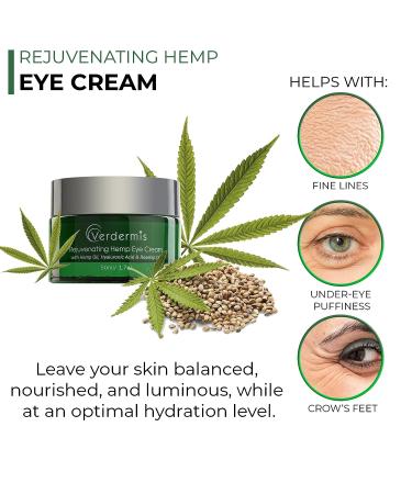 VERDERMIS Rejuvenating Hemp Eye Cream with Hyaluronic Acid, Rosehip Oil, and Vitamins - Sensitive Skin Treatment - Buy Online on GoSupps.com