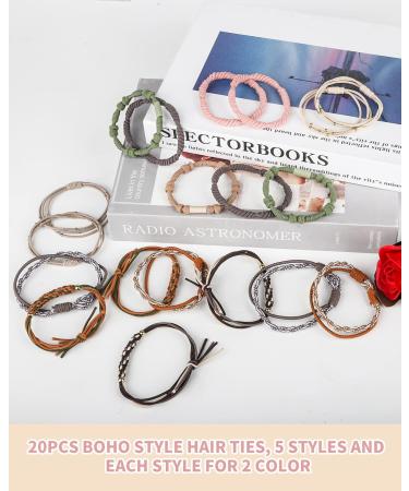 Hasoar Boho Hair Ties Bracelet Pack - 50pcs, 20+ Colors, No Damage Elastics for Thick Hair - Buy Online on GoSupps.com