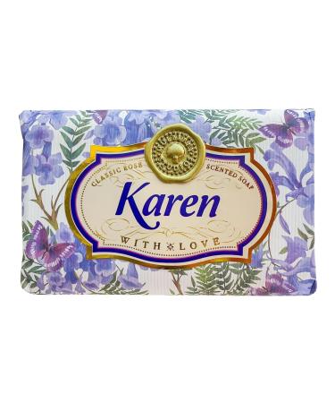 Karen - Gift Soap Bar For Her Birthday Rose Scent Mum Grandmother Cleanser Lather Present Girl