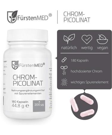 F rstenmed Chrome Capsules - Chromium Picolinate 200 mcg - 180 Vegan Capsules - Essential Trace Element for Optimal Health - Buy Online on GoSupps.com