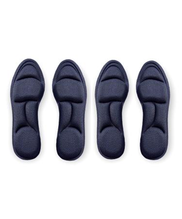 CB 2-Pairs 5D Sponge Comfort Insoles Shoe Inserts Liners Cushion Breathable Absorption Arch Pain Barefoot Support Heel Pain Relief  L-for Women 9-11.5  Men 7.5-10.5  Dark Blue Large-2-pairs Dark Blue
