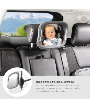 Reer 86101 BabyView LED Car Safety Mirror - Keep an Eye on Your Baby in the Back Seat - Grey with Lighting - Buy Online on GoSupps.com