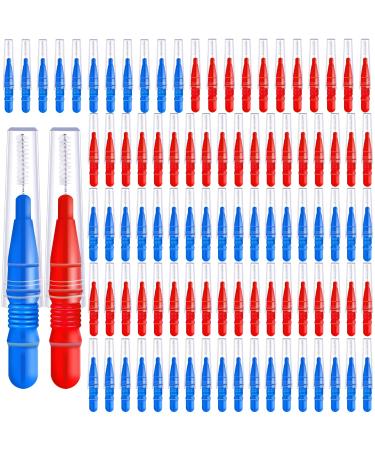 Vetory 100 pieces interdental brushes tooth cleaning Tool for interdental spaces dental brushes space dental floss toothpick cleaning tooth cleaning Tool interdental brushes red blue