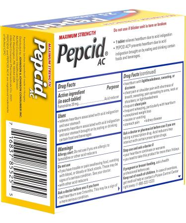 Pepcid AC Maximum Strength Heartburn Relief Tablets OTC Medicine Prevents & Relieves Heartburn & Acid Reflux Due to Acid Indigestion 20mg Famotidine Acid Reducer Fast-Acting 25 ct Heartburn Prevention & Relief 25 Count  - Buy Online on GoSupps.com