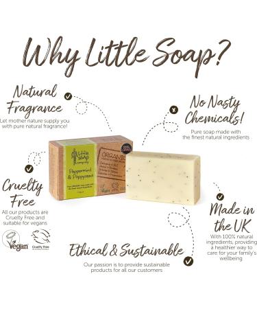 Little Soap Company Organic Peppermint & Poppyseed Soap Bar 110g - Vegan, Cruelty-Free, SLS & Paraben-Free | Moisturizing & Fragranced with English Peppermint | Natural & Organic Soap - Buy Online on GoSupps.com