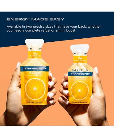 Transcend Foods Orange Gel (1.1 oz Pack of 10) | Fast-Acting Carb Gel - Caffeine Free Gluten Free Perfect for On-the-Go Energy - Buy Online on GoSupps.com