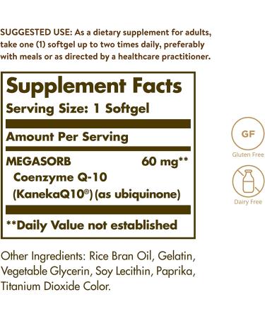 Solgar Megasorb CoQ-10 60 mg - 120 Softgels | Heart Health & Energy Support - Buy Online on GoSupps.com