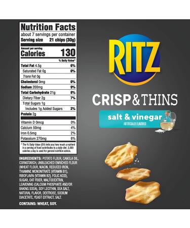 RITZ Crisp and Thins Salt and Vinegar Chips - 6 Pack (7.1 oz each) - Buy Online on GoSupps.com