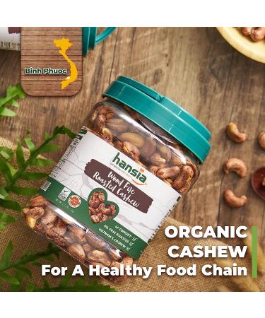 Hansia Organic Wood Fire Sea Salted Cashews with Skin - 2.2 lb - Whole Dry Roasted Non-GMO Nuts with Magnesium, Fiber, Protein, Vitamin & Iron - Oil-Free Snack - Buy Online on GoSupps.com