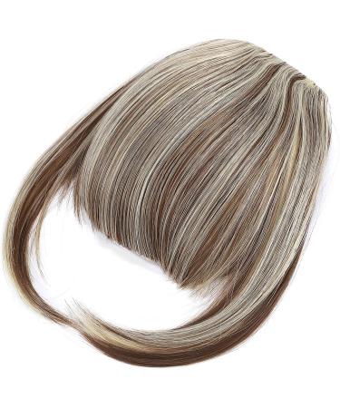 Clip In Bangs Hair Extensions - Neat Front Full Bangs Fringe, Light Brown & Bleach Blonde, Straight Hairpiece for Women - Buy Online on GoSupps.com