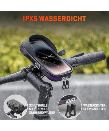 Henmi Waterproof Cell Phone Holder for Bikes - IPX5 Touchscreen Bag for Smartphones Up to 7 Inches - Perfect for MTB Racing & E-Bikes - 19*10*3.5cm - Buy Online on GoSupps.com
