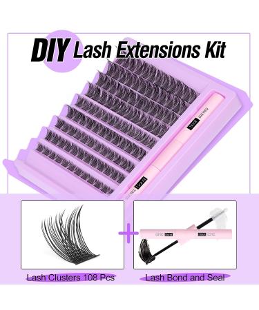 DIY Eyelash Extension Kit with Strong Glue - Wispy Lash Clusters - False Lashes Set C13 - Buy Online on GoSupps.com