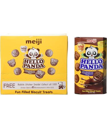 Meiji Hello Panda Chocolate Biscuits with Chocolate Flavour Filling 10 x 50g - Buy Online on GoSupps.com