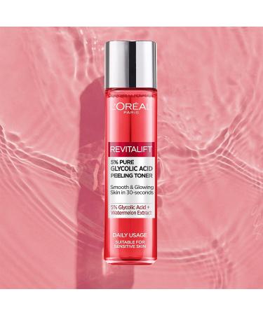 L Oreal Paris 5% Glycolic Acid Peeling Toner Revitalift Glycolic Toner For Smooth & Glowing Skin 180ml 180 ml (Pack of 1) - Buy Online on GoSupps.com