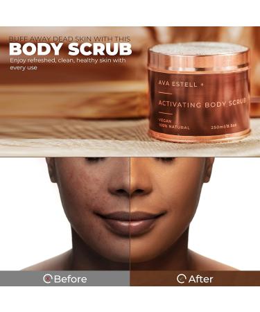 Ava Estell Natural Exfoliating Body Scrub - 250mL | For Clean, Healthy and Refreshed Skin | Helps Lighten Dark Spots, Stretch Marks and Blemishes - Buy Online on GoSupps.com