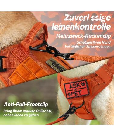 Rabbitgoo No Pull Dog Harness for Medium & Large Dogs | Tactical Military Vest with Metal Buckle & Adjustable Padding - Breathable Safety Harness in Orange (1 Pack) - Buy Online on GoSupps.com