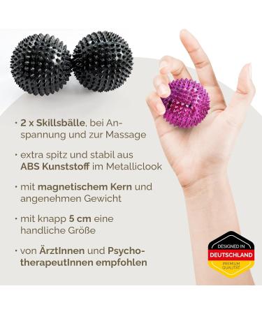 2x Biodegradable DBT Skills Hedgehog Ball - Magnetic Acupressure Stress Relief & Massage | Black 47mm | Boost Concentration & Alleviate Tension - Buy Online on GoSupps.com