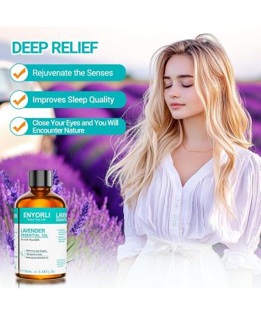 ENYORLI Lavender Essential Oil 3.38 fl oz 100% Natural Aromatherapy Oil for Diffuser Massage and Bath Self Care Gift for Couples Women and Men - Buy Online on GoSupps.com