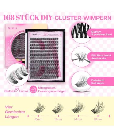 Calailis DIY Eyelash Extensions Set - 168 Pieces D Curl Individual Eyelashes Adhesive Remover & Applicator - Premium Lash Extension Kit (703) for Perfect Home Application - Buy Online on GoSupps.com