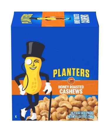 Planters Honey Roasted & Salted Cashews, 1.5 Ounce (Pack of 18)