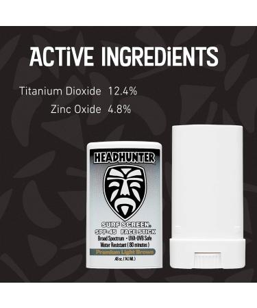 Headhunter Sunscreen Face Stick SPF 45 - Waterproof Surf Sunblock for Waterman - Water-Resistant Facial Sunscreen for Ultra-Sport Protection - Tinted Light Brown - 0.48 oz - Buy Online on GoSupps.com