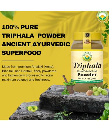 BASIC AYURVEDA Triphala Powder 7.05 Oz (200g) | Traditional Three Fruit Blend of Amla Haritaki & Bibhitaki | Pure Powder Ingredient | Vegan & Gluten-Free - Buy Online on GoSupps.com