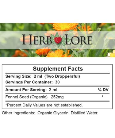 Herb Lore Organic Fennel Seed Tincture - Soothes Gas & Bloating - Lactation Support Supplement - 2 fl oz 2 Fl Oz (Pack of 1) - Buy Online on GoSupps.com