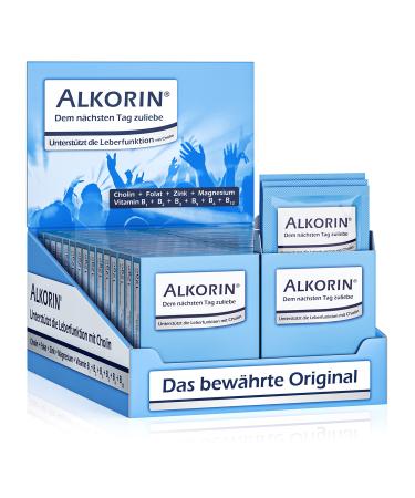 Alkorin display 30 x 3 sachets!For the sake of the next day - supports the liver function with choline - with magnesium zinc folate and vitamin B1 + B2 + B3 + B5 + B6 + B12